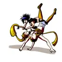 karare fighters, fighting in the dark with acrobatic movements  tattoo design idea