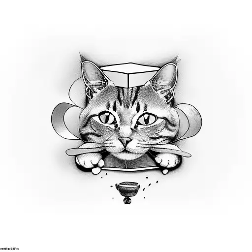 cat inside the box  tattoo design idea