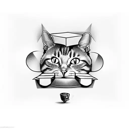 cat inside the box  tattoo design idea