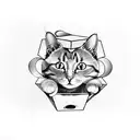 cat inside the box  tattoo design idea