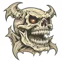 open skull jaw with sharp fangs tattoo design idea