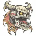 open skull jaw with sharp fangs tattoo design idea