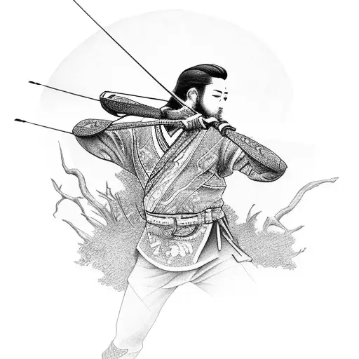 archery and japan tattoo design idea