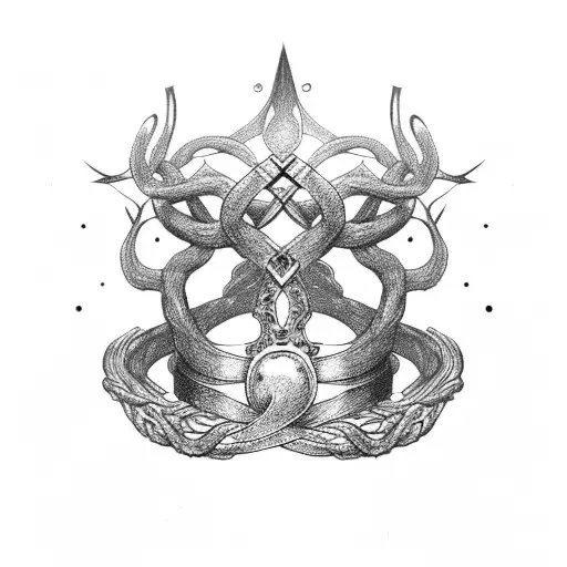 Yggdrasil with loki crown in the middle tattoo design idea