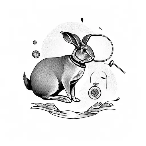 rabbit on a penny farthing  tattoo design idea