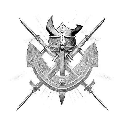 viking battle axe tattoo design idea