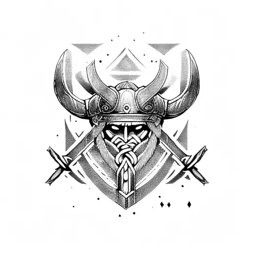 viking axes crossed tattoo design idea