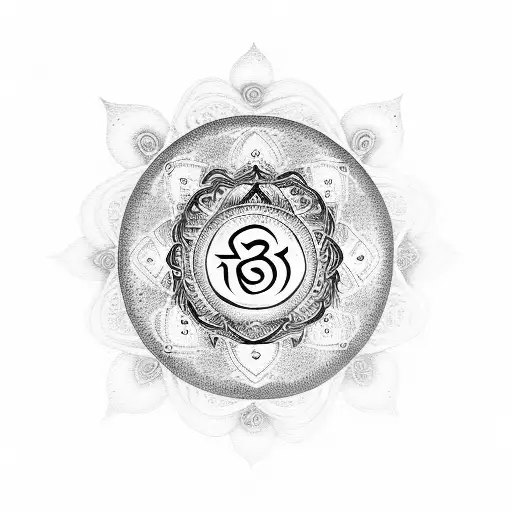 dharma circle with om symbol in middle  tattoo design idea
