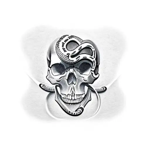 Skull with snake tattoo design idea