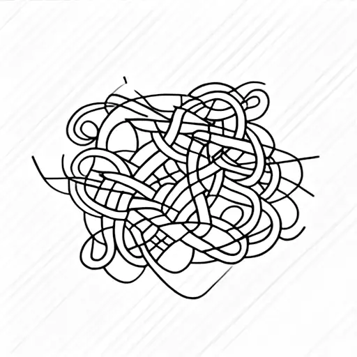 three tangled lines turned into straight and organized lines that are different in colors tattoo design idea