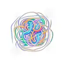 three tangled lines turned into straight and organized lines that are different in colors tattoo design idea