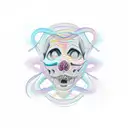 three tangled lines turned into straight and organized lines that are different in colors tattoo design idea