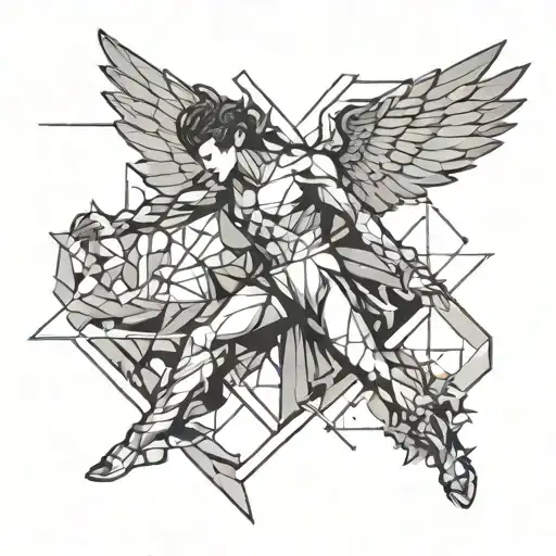 fallen angel falling tattoo design idea
