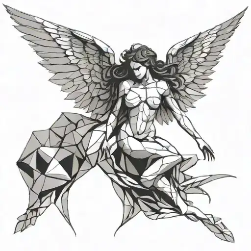 fallen angel falling tattoo design idea