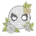panic! at the disco ball with flowers harlot ryan ross makeup tattoo design idea