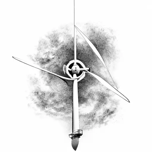 A wind turbine blade transformed into a sleek Ford car tattoo design idea