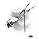 A wind turbine blade transformed into a sleek Ford car tattoo design idea