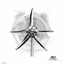 A wind turbine blade transformed into a sleek Ford car tattoo design idea