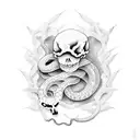 snake half skeleton tattoo design idea