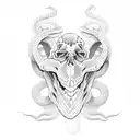 snake half skeleton tattoo design idea