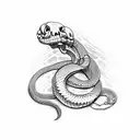snake half skeleton tattoo design idea