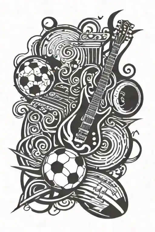 music and football tattoo design idea