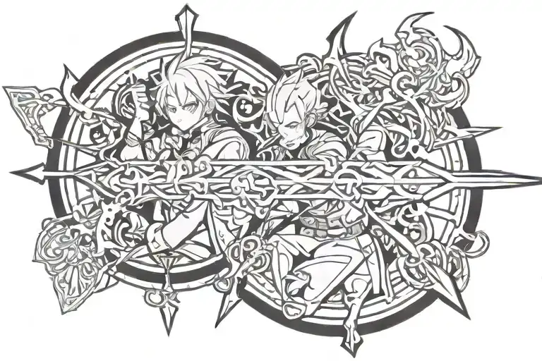 Mushoku tensei, rudeus greyrat, jobless reincarnation tattoo design idea