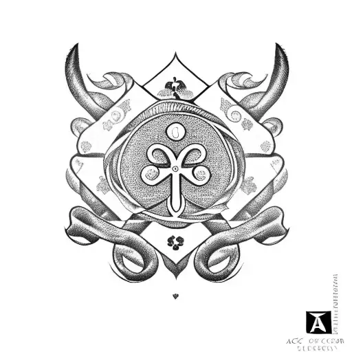 Ace of clubs card with a black 4 leaf clover in the middle  tattoo design idea