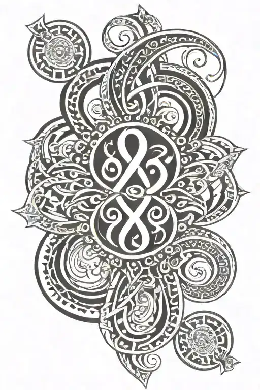 beta Greek symbol and number 9 intertwined tattoo design idea