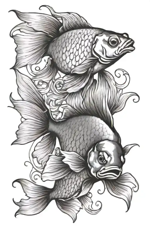 gold fish tattoo design idea