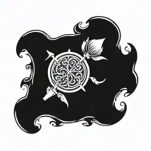 trishul with damru small drum intertwined tattoo design idea