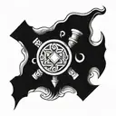 trishul with damru small drum intertwined tattoo design idea