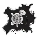 trishul with damru small drum intertwined tattoo design idea