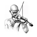 Sketch style tattoo of a monk warrior playing a violin tattoo design idea