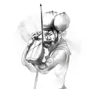 Sketch style tattoo of a monk warrior playing a violin tattoo design idea
