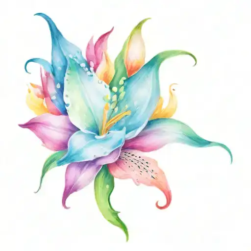 rose, Lilly of the valley, calla Lilly, and aster flower tattoo design idea