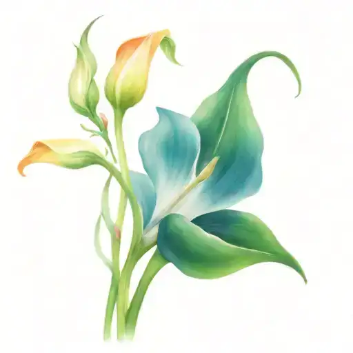 rose, Lilly of the valley, calla Lilly, aster flower tattoo design idea