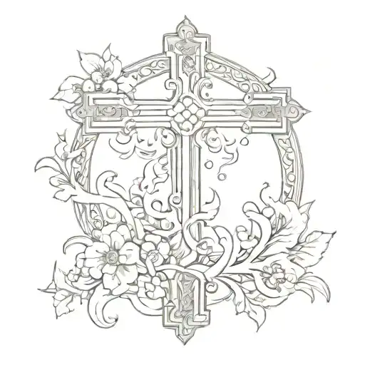 cross with isiah 41:10 flowing tattoo design idea