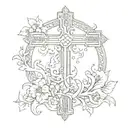 cross with isiah 41:10 flowing tattoo design idea
