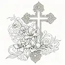 cross with isiah 41:10 flowing tattoo design idea