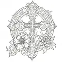 cross with isiah 41:10 flowing tattoo design idea