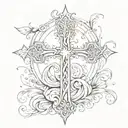 cross with isiah 41:10 flowing tattoo design idea