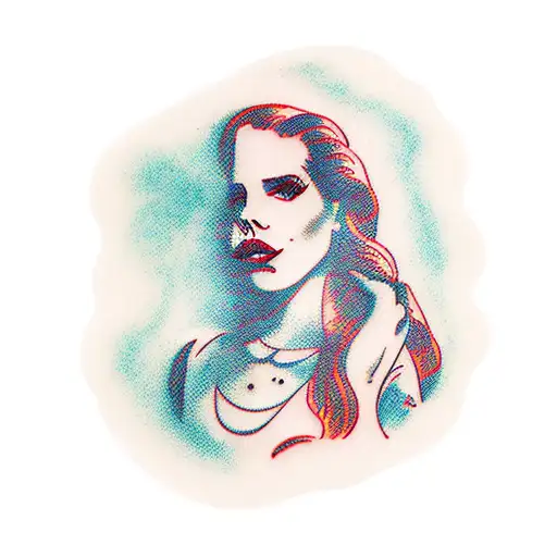 A minimalist tattoo of Lana Del Rey's signature pouty lips with musical notes flowing out tattoo design idea