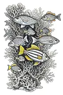 fish coral reef saltwater ocean tattoo design idea