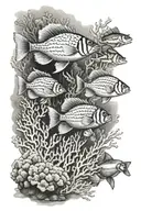 fish coral reef saltwater ocean tattoo design idea