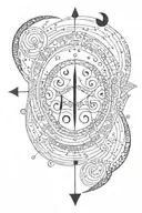 triskelion unalom 3 moons facing each other arrows dot line  tattoo design idea