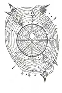 triskelion unalom 3 moons facing each other arrows dot line  tattoo design idea