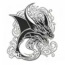 charizard head flaming tattoo design idea