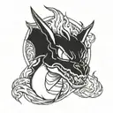 charizard head flaming tattoo design idea