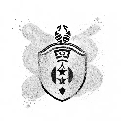 A soccer field with the Juventus logo surrounded by coffee and musical notes tattoo design idea